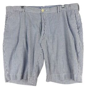 Polo Ralph Lauren Shorts Mens 36 Blue White Seersucker Stripe Chino Casual 38x9‎